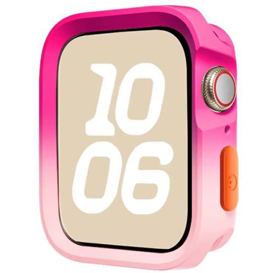 Husa Soft Bumper Apple Watch Seria 10 Protectie antisoc Silicon Roz Rose