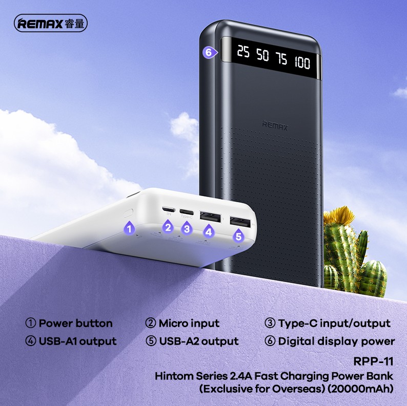 Baterie Remax RPP 11 Capacitate 10.000mAh 2 x USB si Type C Afisaj LED