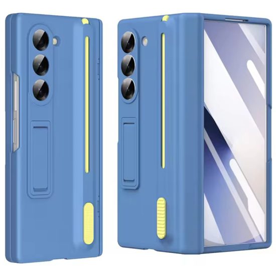 Husa Suport tija S Pen si folie ecran incluse Samsung Galaxy Z Fold 7 Protectie antisoc Albastru deschis